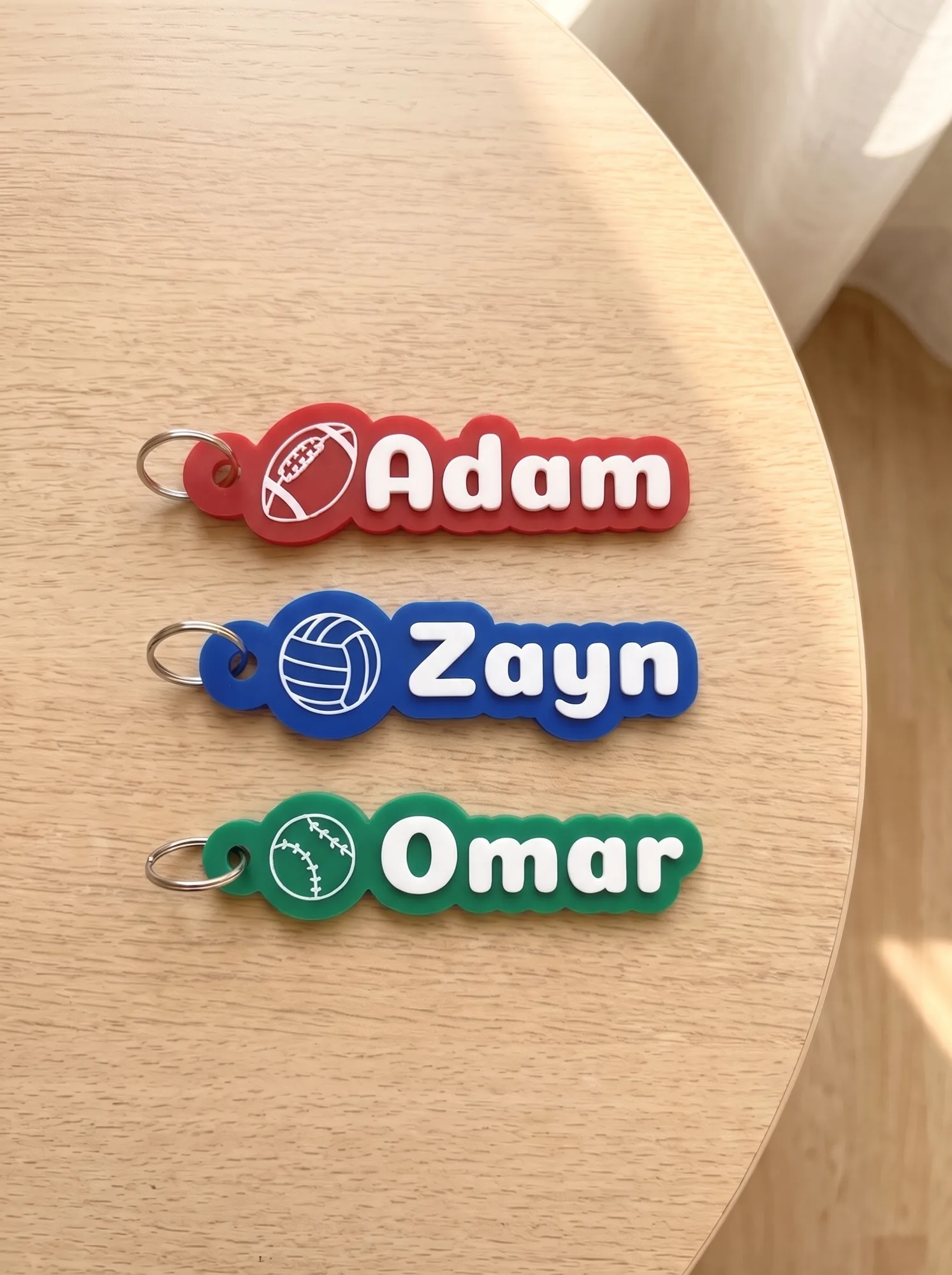 A sports name keychain for every child